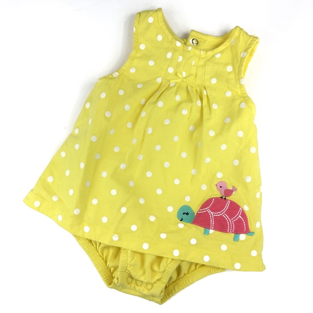 EUC Carter’s Yellow Onesie Turtle Appliqué Dress